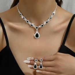 3pcs Fashion Crystal Colliers Boucles d'oreilles Ensemble de bijoux pour femmes