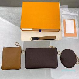 3pcs Fashion Key Pouch Coin Purse 22 Bags Keychain Leather Short Wallets Letter Card Holder Women Purses Zipper Pocket Top 244j243I