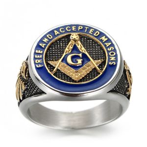 3 stks Fashion Mason Master Masonic Band Ring Heren 316L roestvrijstalen zon en maan ster goud zilveren sieraden geschenken