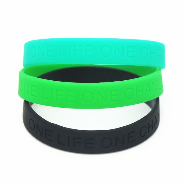 3 pièces mode une vie une Chance bracelet en Silicone noir bleu vert caoutchouc gravé bracelets bracelets hommes femmes cadeaux SH066