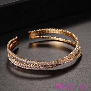 3 stks Mode Open Mond Crystal Bangle Armband voor Vrouwen Sparky Multilevel Rhinestone Armbanden Armbanden Femme Sieraden B0472