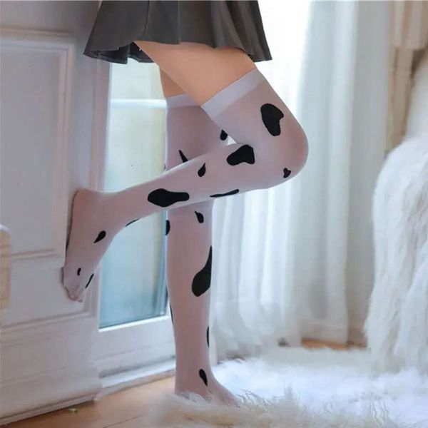 3pcs Femelle Sexy Lingerie Cow Spots Print Stockings Exotic Anime Cosplay Costumes Kawaii Over Knee Long chaussettes High Tube Femmes Girls 23EE70