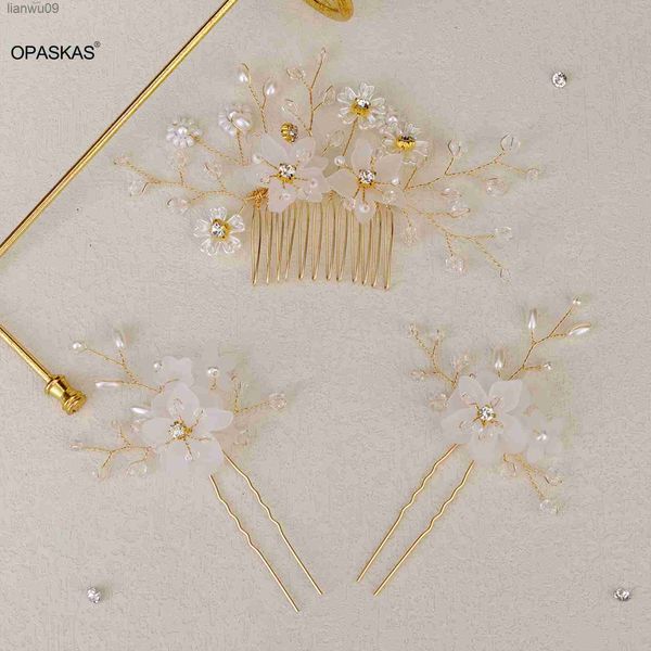 3 pcs Floral Peigne À Cheveux À La Main En Épingle À Cheveux Fourchette En Forme De U De Mariage Accessoires De Cheveux De Mode Mariée Diadèmes Coiffe Cheveux Bijoux Cadeaux L230704