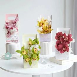 3 pièces boîtes à fleurs emballage papier panier Bouquet emballage sac cadeau pratique pour les femmes anniversaire mariage saint valentin 240223