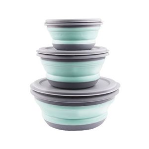 3pcs Silicone Lunch Box Set for Travel Outdoor Camping Tableware Sets Portable Salad Bowls With Lid For Hike Cooking Supplies 1223650
