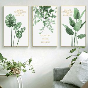 3PCS ingelijste kunst aan de muur groene planten Scandinavische moderne kunst aan de muur foto's voor woonkamer decor posters en prints canvas schilderij2526