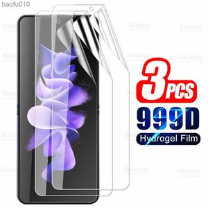 3pcs Full Curved Hydrogel Film For Samsung Galaxy Z Flip 3 5G Screen Protector ZFlip3 Flip3 Phone Soft Protective Film Not Glass L230619