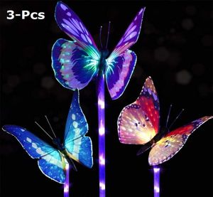 3 pièces jardin solaire papillon lumières extérieur solaire pieu lumière multicolore LED à couleur changeante lumières de jardin solaire Powered8732103