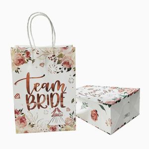 3 -stcs Gift Wrap 4pcs Rose Gold Team Bride Gift Bags Team Bruid Pouch Paper Bags verpakking Rose Gold Wedding Team Bruid Party Decoration Supplies