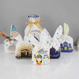 3pcs enveloppe cadeau 50pcs eid mubarak lapin oreille sacs de bonbons ramadan kareem biscuit sac cadeau musulman islamique festival de fête bricolage