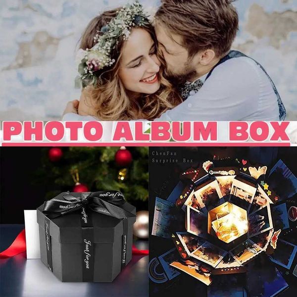 3pcs cadeau enveloppe Nouveau album photo Box Diy Scrapbook Belle surprise Explosion Couple Box Love Memory Anniversary Valentines Day Girl Love Gift