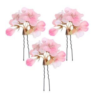 3pcs Hairpins Exquisite Handmade Sakura Decorative Hair Clips Rose Flower Headwear Hair Pins Hair Accessories for Women Girls