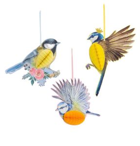 3pcs Hangend Papier Feestdecoratie Honingraat Vogels Tiki voor Bruiloft Verjaardag Tuin Theekransje Pasen Lente Decor1159375