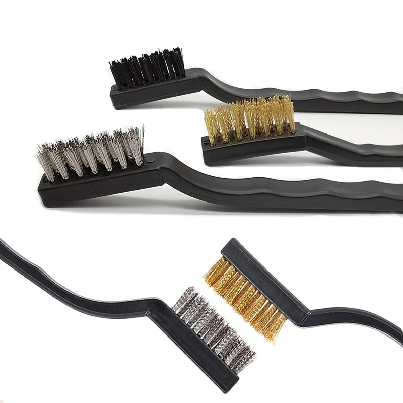 3pcs Spazzolette rigide spazzole 3D ugello stampante utensile utensile in rame/nylon/cuoio in acciaio per la pulizia del filo per ender-3/3 Pro CR10S