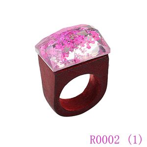 3 stks Hoge Kwaliteit Natuurlijke Landschap Houten Ring Inlay Dried Flower Resin Design Womens Trouwring Dropshipping R0002