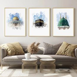3pcs Mosquée islamique Dome Rock Temple Affiches Toile moderne peinture murale Art Impression Picture Salon Interior Home Decor 240425