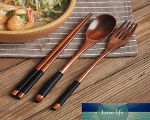 3 -stks Koreaans servies set houten servies set lepel vork tiksticks luxe handgerscadeau flatware vaatwasser safe4040097