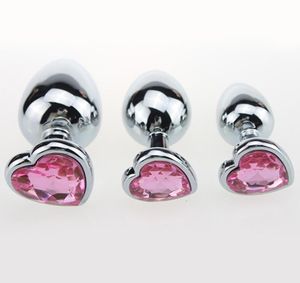 3pcs Grand moyen moyen petit en acier inoxydable anal bouchon de bouton de cœur en forme de coeur bijoux de sexe adulte pour femmes hommes produits sexuels érotiques y18924538725