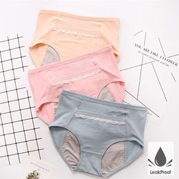 3pcs culotte menstruelle étanche pantalons physiologiques femmes sous-vêtements période coton slips imperméables 201112