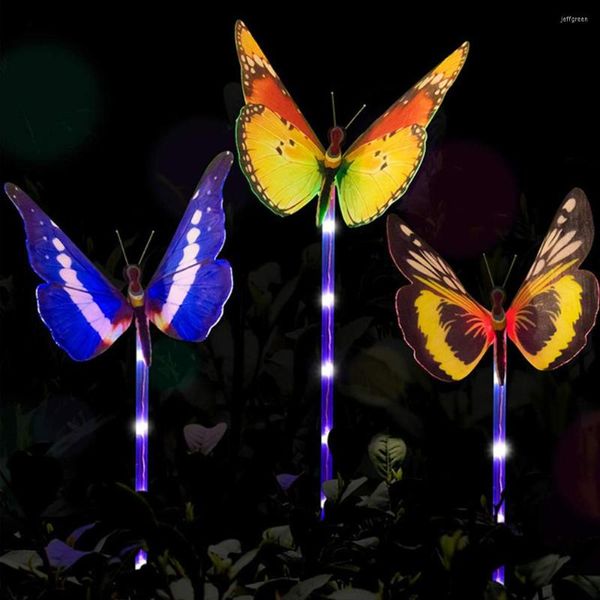 3 pièces LED lumières de jardin en plein air solaire alimenté papillon lampe étanche paysage éclairage pour voie cour pelouse décoration
