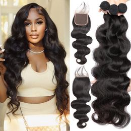 9A HUNPELE HAAR BUNDLES MET SLUITGANG VRIJE DEEL BODY WAVE BUNDLES MET LAAT SLUITING Braziliaans Remy Hair Weave and Sluitingen Virgin Hair Weft 150% Dichtheid Greatremy Sale