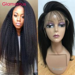 Glamoureuze licht Yaki recht haar pruiken frontale kant pruiken braziliaanse Indiase Mongoolse Cambodjaanse menselijke haarkant voor zwarte vrouwen