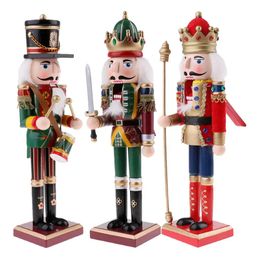 3 pièces/lot 30cm casse-noisette en bois Figurine bois casse-noisette soldat modèle décor à la maison ornements de noël décoration poupées 240131