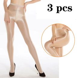 3 pcs/lot 70D femmes Sexy brillant brillant collants huile collants épais bonne qualité une ligne entrejambe huile bas en gros 240106