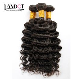 3 Unids / lote 8-30 Pulgadas Mongol Onda Profunda Cabello Virginal Rizado Grado 6A Paquetes de Armadura de Cabello Humano Mongol Sin Procesar Extensiones Negras Naturales 1B