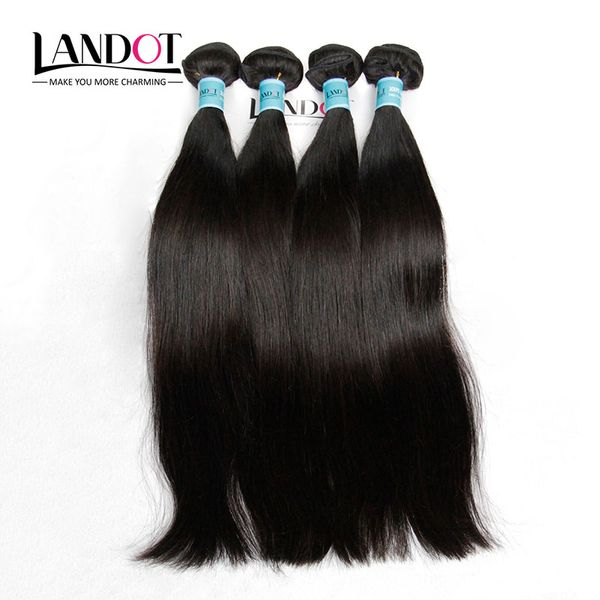 3 Unids / lote 8-30 Pulgadas Cabello Virgen Filipino Recto Grado 7A Paquetes de Armadura de Cabello Humano Filipino Sin Procesar Extensiones de Color Natural Tramas Dobles