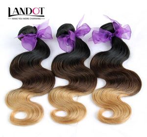 3 stks lot 830 inch tweekleurige ombre Euraziatische mensenhaarverlengingen Body Wave Color 1B27 Blonde Ombre Euraziatische Maagd Remy Hair Weav8488043