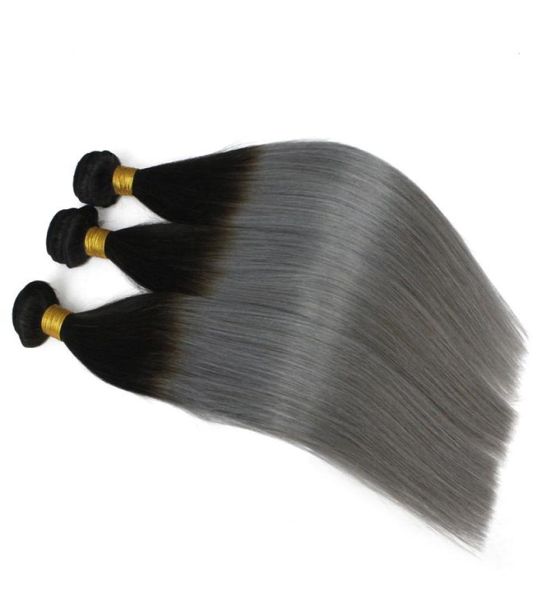 3pcs / lot brésilien ombre trame de cheveux deux tons couleur 1b 613 1b gris blonde péruvienne droite cheveux humains tisse sfot cheveux bundles4461885