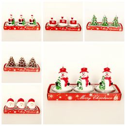 3pcs / lot de chandelle de Noël Set Noël festival sur le thème Ornement aux chandelles Dîner 3d dessin animé décorations de table romantique Cougies Home Decor Gift Santa Snowman Hy0058