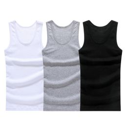 3-stcs/lot katoenen heren ondergoed ondergoed mouwloze tanktop vast spiervest Undershirts o-neck gymclothing t-shirt herenvest man 220531