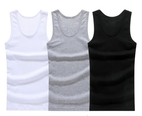 3pcs / lot Coton Mens Underwear Sous-Sleevel Top Muscle Solid Muscle Vest Undersonrie de gymnas