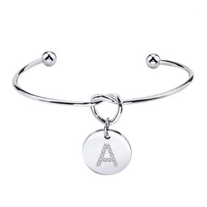 3 unids/lote personalizado de acero inoxidable A-Z disco letra inicial nudo brazalete pulsera para mujer chica