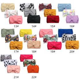 3 -stcs/lot bloemen Bullet Baby Hoofdband Luipaard Dot Print Hoofdwraps Boy Girl Hairband Verstelbare vlinderdas Haar Diy AccreSories