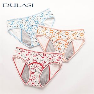 ¡3 unids/lote! Pantalones menstruales para niños a prueba de fugas Ropa interior de algodón Lindo período de dibujos animados Bragas Calzoncillos de moda Adolescentes 220422