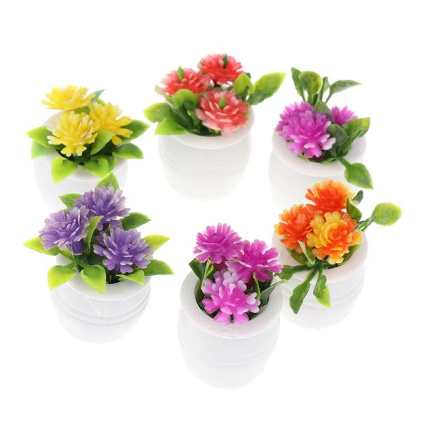 3pcs / lot green miniature Plante en pot Fleurs en pot 1:12 Meubles de maison de poupée Accessoires de décoration de maison Style aléatoire