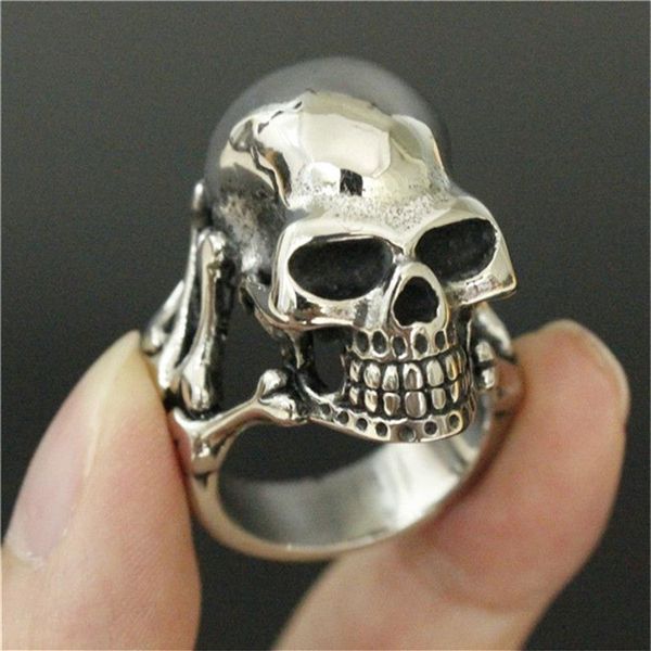 3 unids / lote Nueva Llegada Pesado Anillo de Cráneo Fantasma 316L Joyería de Moda de Acero Inoxidable Banda Fiesta Cráneo Cool Man Ring252D