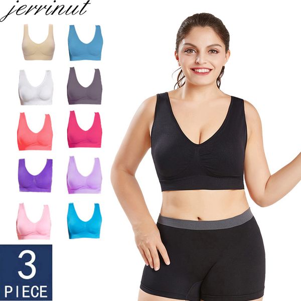 3pcs / lot Plus Size Bra Sous-vêtements pour femmes Bralette sans couture Big Size 5XL 6XL Vest Wireless Active Brassiere Push Up Underwear 201202