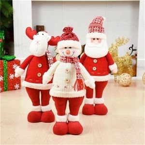 3PCSlot Santa ClausSnowmanelk Doll Christmas Decoration ornamenten Stand speelgoed Jaardag Geschenk Decorazioni Albero Natale Y201020