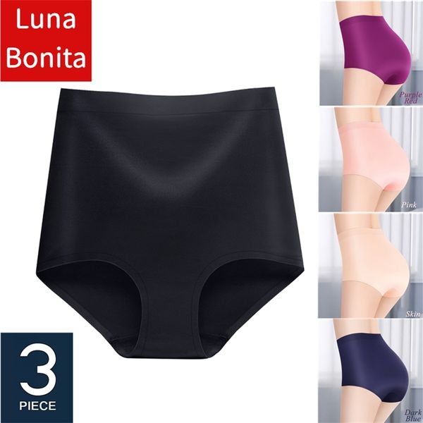 3 unids / lote sin costuras a tope bragas de cintura alta adelgazante cuerpo barriga talladora lencería ropa interior femenina control de cadera calzoncillos levantadores 210730