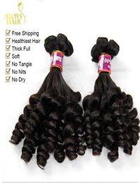 3 unids / lote Sin Procesar Virgen Cruda India Tía Funmi Tejido de Cabello Humano Estilo Nigeriano Bouncy Primavera Romance Rizos Grueso Cabello Suave Ext4501792