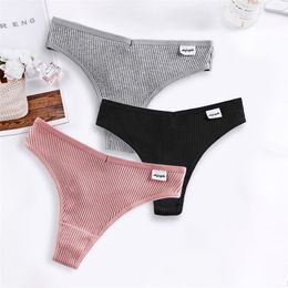 3pcs / lot culottes pour femmes lingerie sexy sous-vêtements sans couture string coton slips t-back sous-pantalon string femme vêtements intimes 210730