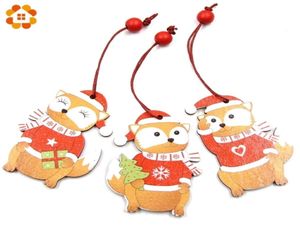 3pcs Loveries Squirrelangel Pendants en bois ornements de Noël en bois artisanal enfants décorations d'arbre diy suspendues cadeaux y2010207841362