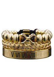 3 pièces de luxe romain Royal Dragon griffe charme hommes en acier inoxydable géométrie Pulseiras ouvert réglable Bracelets Couple bijoux 5500251