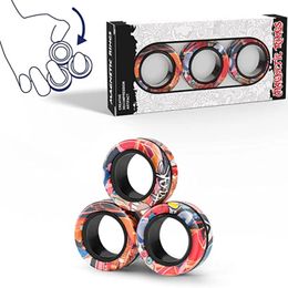 3pcs anneaux magnétiques Spinner Fidget Toy Set aimants pour les doigts anneaux pour la thérapie de soulagement de l'anxiété Fidget Pack cadeau pour adultes adolescents enfant 240312