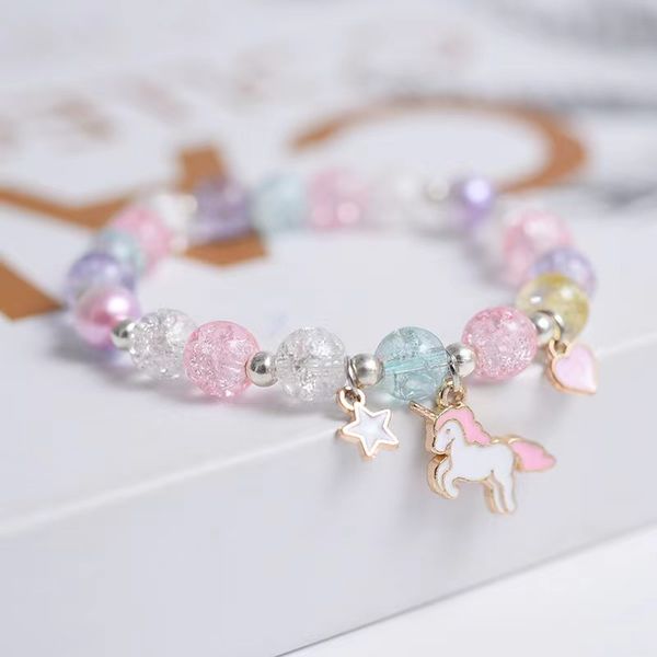 Makersland – Bracelet de perles de pop-corn mignon, 3 pièces, Bracelets d'amitié en verre pour filles, étoile, lune, nuage, fleur, accessoires de bijoux, vente en gros
