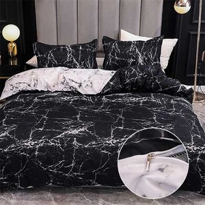 3pcs couettes en marbre et ensembles de literie couvre-lits de luxe ensemble de lit de qualité pour la maison couvre-lits doux pour lit double plume couverture de lit 211007